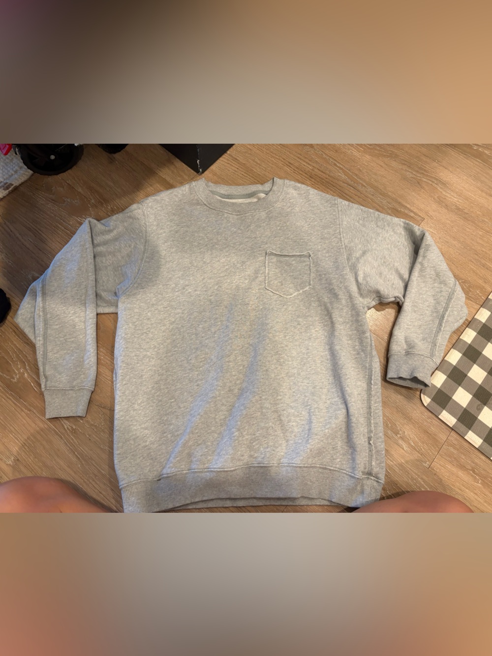 Aerie Oversized Light Gray Crewneck Sweatshirt with Chest Pocket